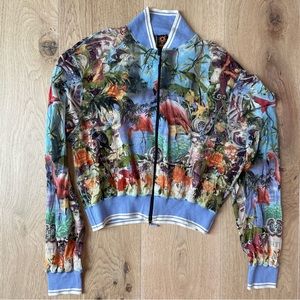 Jean Paul gaultier vintage flamingo mesh y2k zip up jacket size small